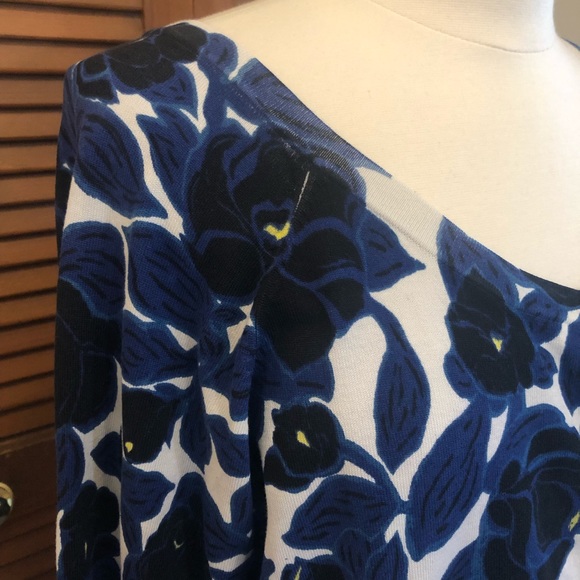 Alfani floral cardigan sweater 1X plus size Black white blue - Picture 3 of 9